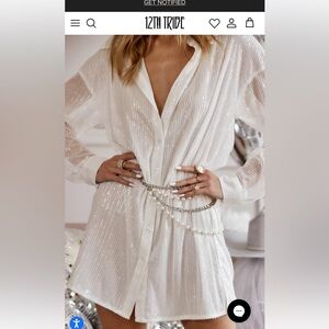 12th Tribe Unstoppable White Sequin Mini Dress